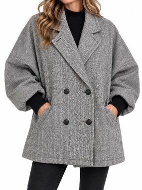 Vintage Herman Kay Herringbone Wool Blend Coat Jacket Size 10